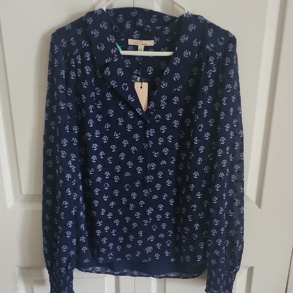Les Serein Hartley Clip Dot Button Down Blouse